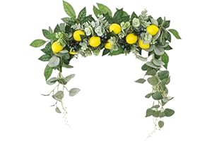 Firlar Artificial Flower Swag, 18 Inch Decorative Swag with Lemon Berry, Green Leaves Hanging Ornament Floral Swag Door Swag for Wedding Home Party Door Wall Decoration