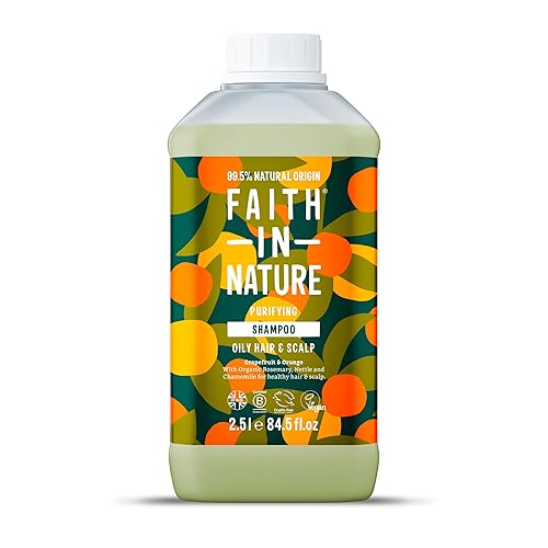 Faith In Nature Natural Grapefruit & Orange Shampoo, Purifying For Oily Hair & Scalp, Vegan & Cruelty Free, No SLS, Silicones or Parabens, 2.5L Refill