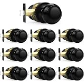 Probrico Black Door Knobs, Keyless Flat Ball Interior Door Knobs for Hallway Closet, Matte Black Passage Door Knob, 10 Pack