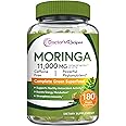 Doctor's Recipes Moringa 11,000 mg Strength, Complete Green Superfood, Natural Antioxidant Support, Non-GMO, 180 Vegan Caps, No Caffeine Soy Gluten
