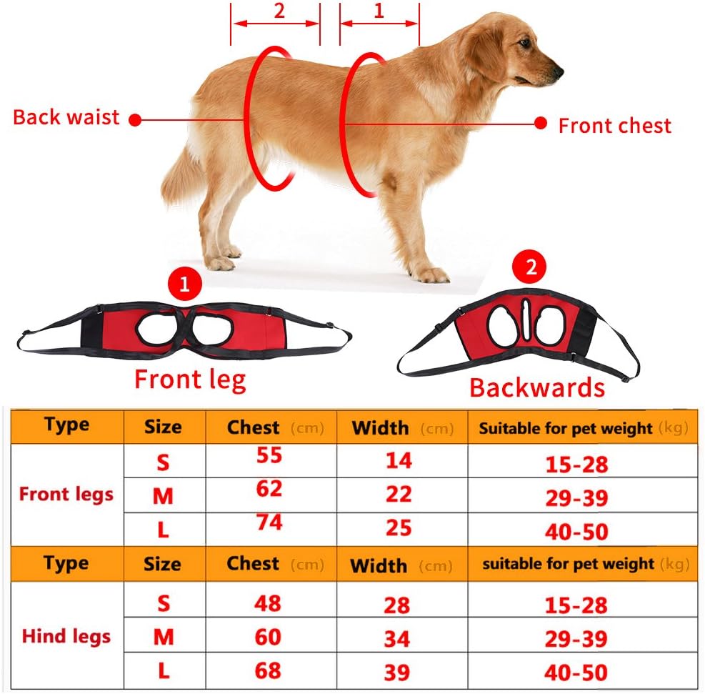 GLOGLOW 2 Types Front & Rear Dog Support Harness, Reusable Walking Aid Support Lifting Pulling Vest for Old & Injured Dogs(Front Leg L) - Image 4
