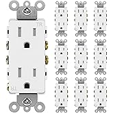 [10 Pack] BESTTEN 15 Amp Decorator Wall Receptacle Outlet, Tamper-Resistant (TR) Electrical Socket, 15A/125V/1875W, for Resid