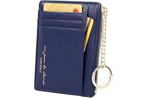 CYNURE Women's 8 Cards Slim Minimalist Card Holder Coin Changes Purse Keychain Front Pocket Wallet
