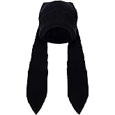 Knit Beanie Hats Cute Bunny Long Ears Funny Hat Fluffy Winter Cap Warm Knit Rabbit Crochet Skull Cap Outdoor Slouchy Hat