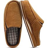 ONCAI Mens Slippers with Orthotic Arch Support,House Slippers Cotton-Blend High-Density Memory Foam Comfort Plantar Fasciitis Warm Slip-on Indoor Outdoor Rubber Sole Felt US Size 7-16