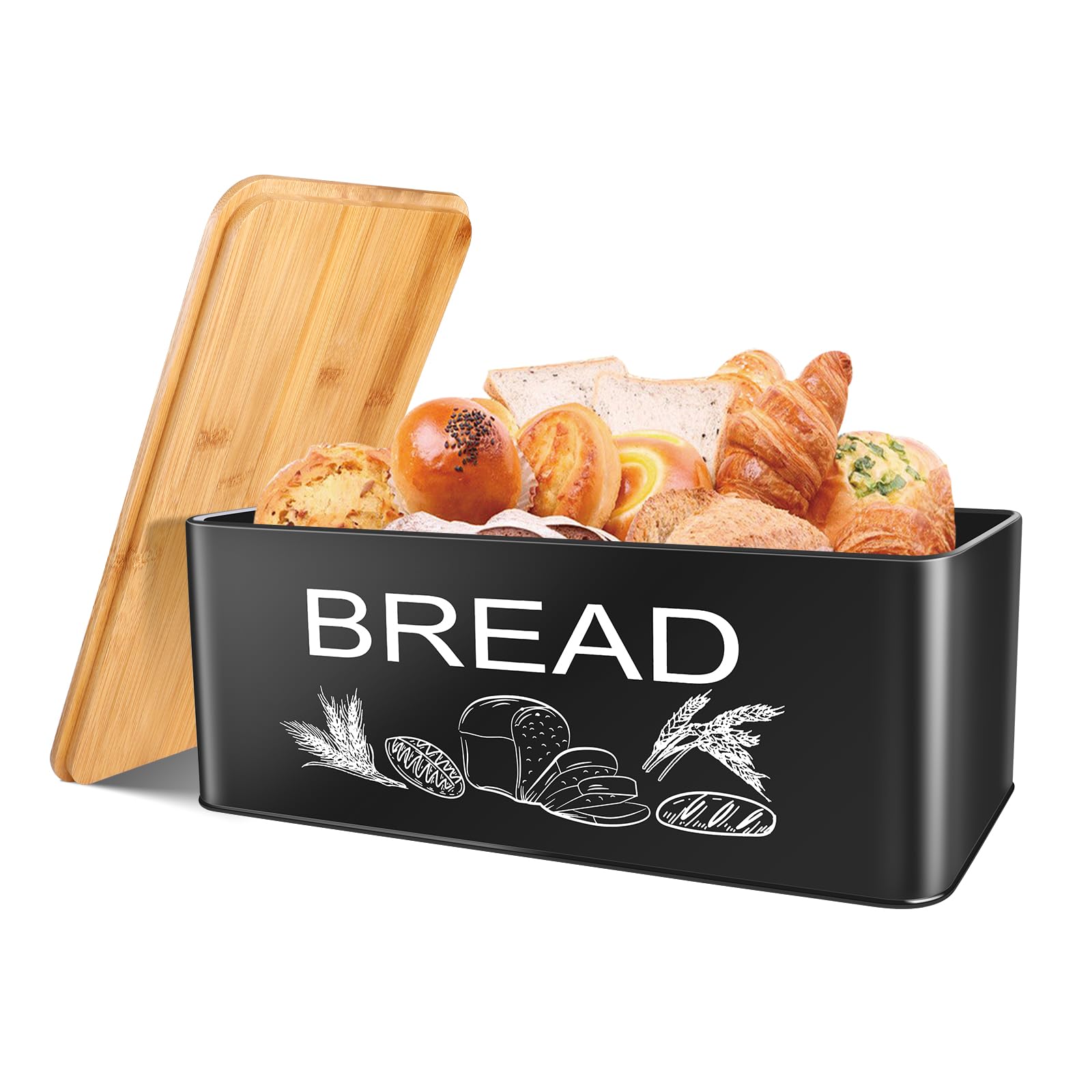 Farmhouse Style Bread Box With Cutting Board Lid - Large Vertical Storage For Kitchen