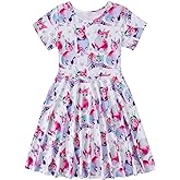 Girls Dresses Toddler Space Summer Sundress Kids Short Sleeve School Casual A Line Twirly Skater Cat Dress