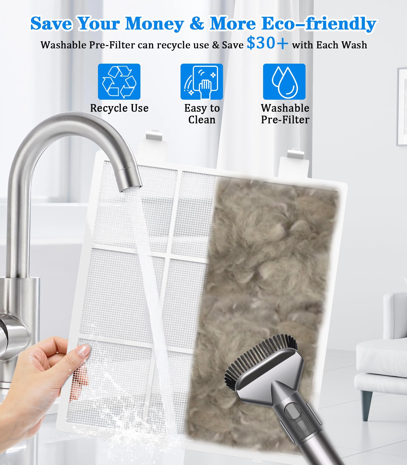 Air Purifier,FRESHDEW Air Purifiers for Home with H14 HEPA and Activated Carbon Filter, Removes 99.99% of Dust,Odors,Smoke,and Pet Hair Covers up to 2300 Sq.Ft, Quiet and Energy Efficient