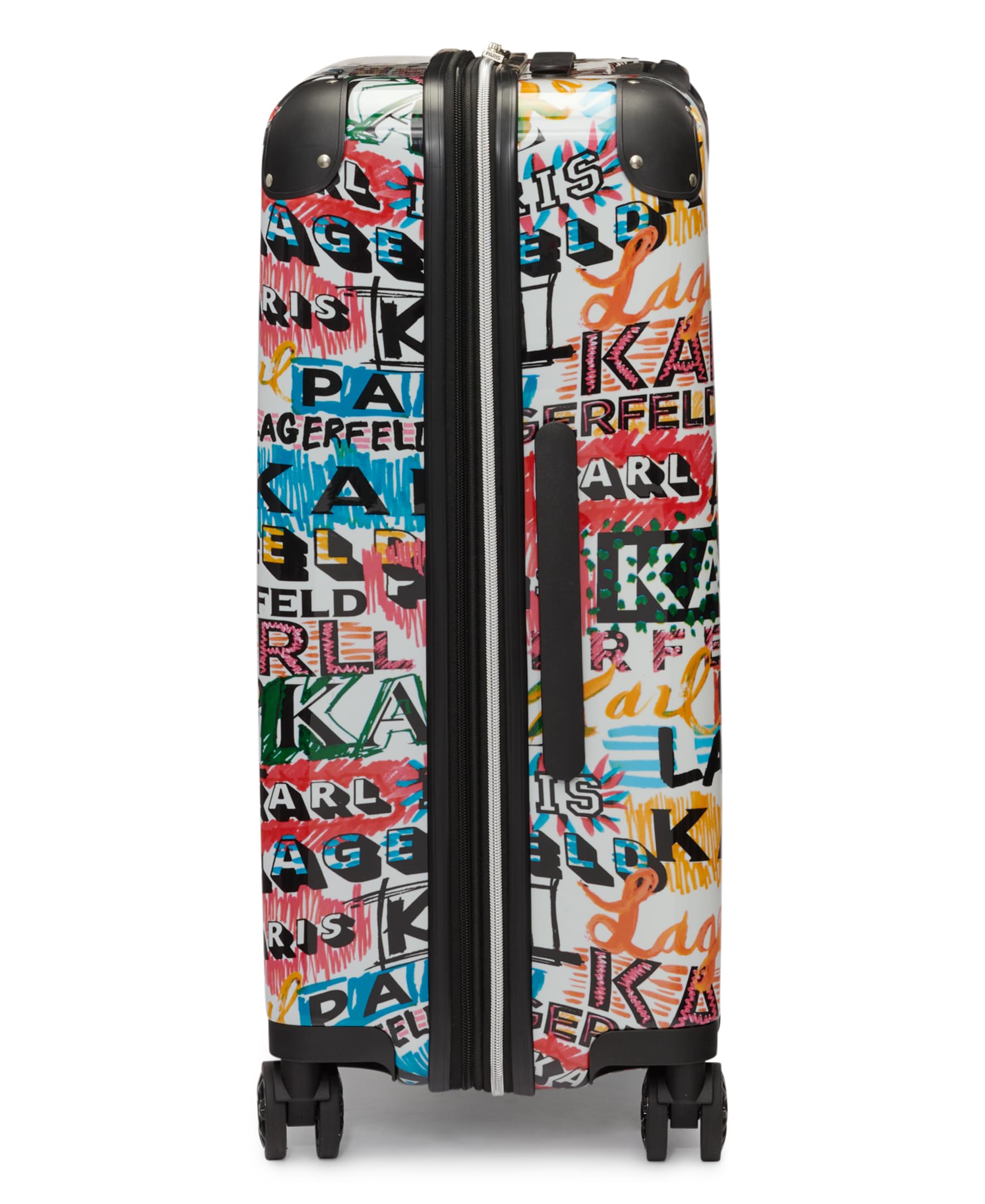 Karl Lagerfeld Paris Women's Logo Explosion Upright Hardside Suitcase, Multi, Medium
