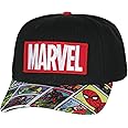 Marvel Hat for Men Vintage Comic Scenes Embroidered Marvel Logo Superhero Snapback Hat Cap Black
