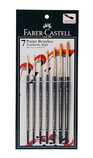 Faber-Castell Paint Brush Set - Round, Pack of 7 (Navy Blue)