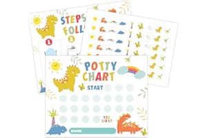 QSSFDGG Dinosaur Potty Training Chart, Boho Rainbow Potty Training Sticker Chart for Toddlers Boys Girls, Behavior Reward Chart(Includes 10 Potty Training Chart, 1 Instruction, 216 Stickers) - a02