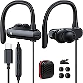 USB C Headphones Over Ear Hook Sport Wired Earbuds Kids with Loop Mic for Samsung A16 A17 Z Flip S25 FE S24 Ultra S23,in Ear Type C Earphones Running Headset for iPhone 17 Pro Max 16 16e 15 Plus 16e