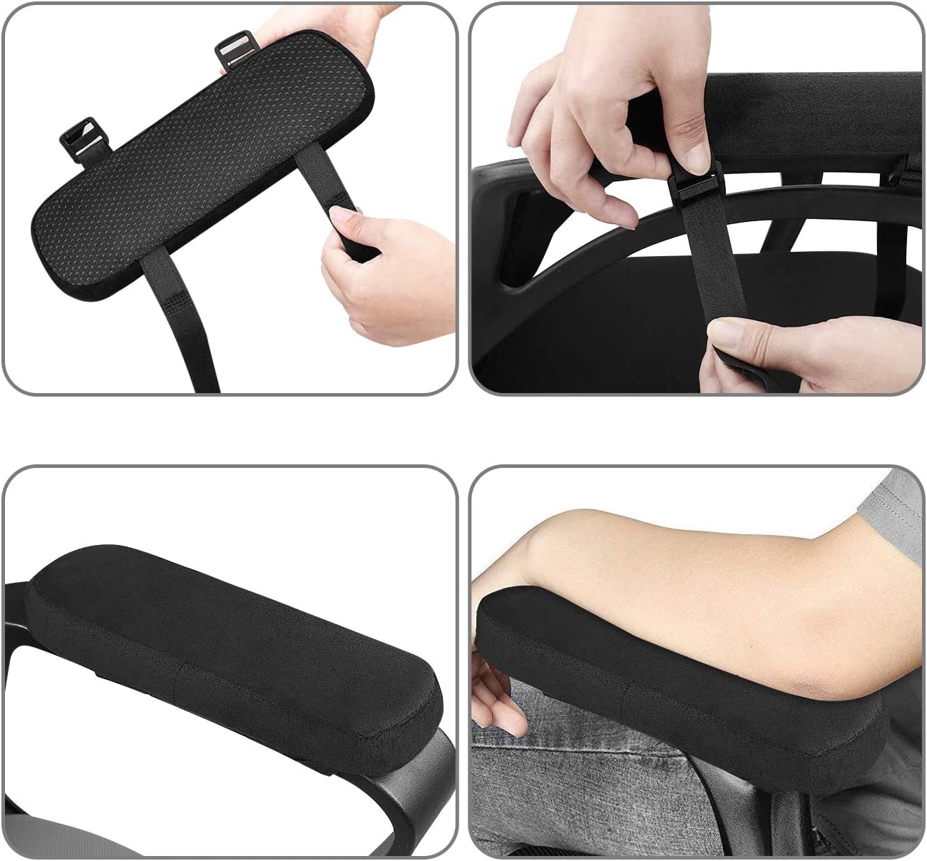 MOSISO Chair Armrest Pads (2 Pack), Memory Foam Home/Office Chair Arm Cover Comfy Computer Gaming Chair Cushion Removable Washable Elbow Support Forearm Pressure Relief, Black : Office Products