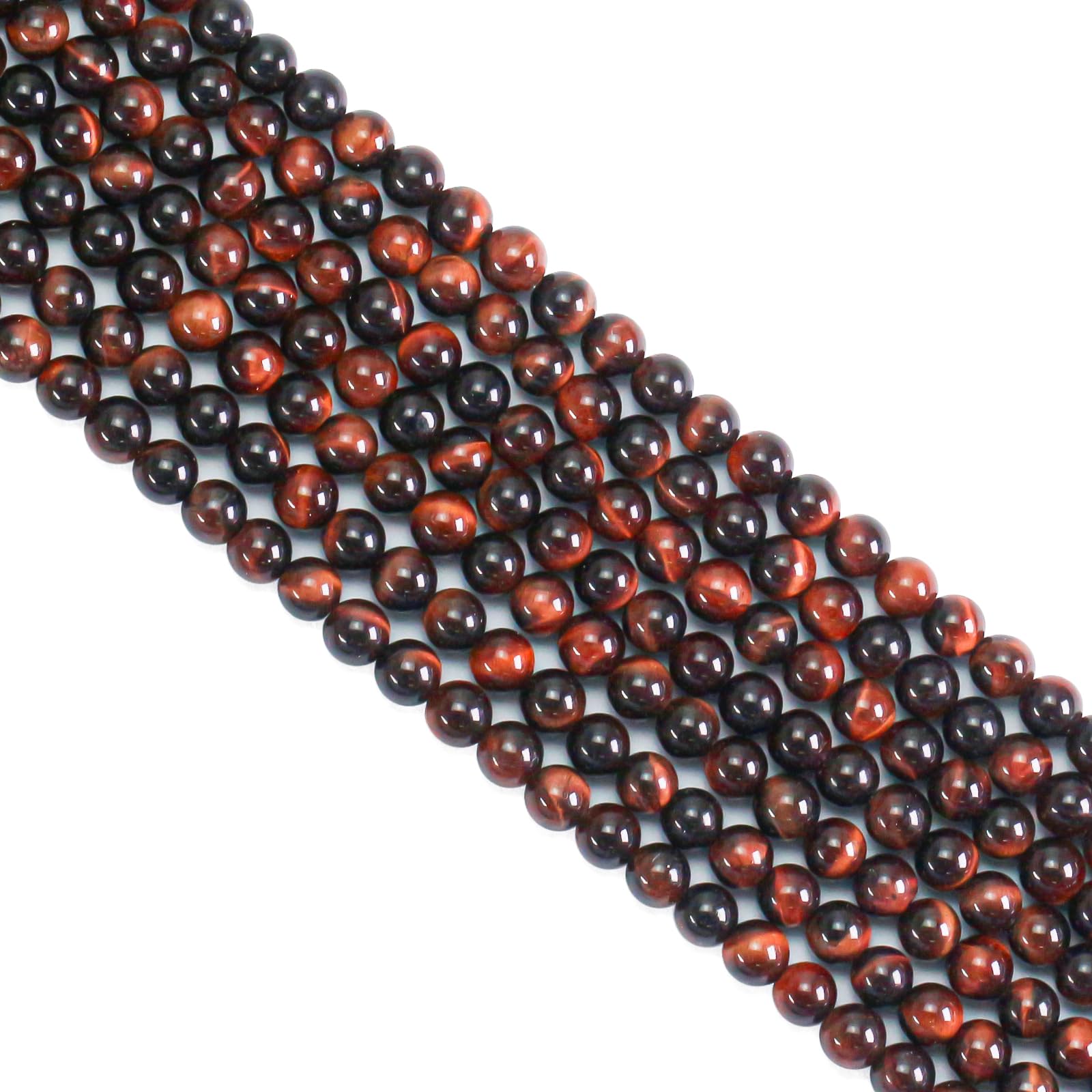 Ouubuuy 60pcs Red Tiger Eye Crystal Beads, 6mm Round, Gemstone, Craft Bead