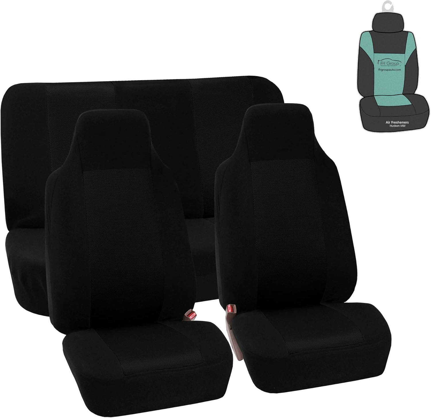 FH Group FB102112 Classic Cloth Seat Covers (Black) Full Set with Gift – Universal Fit for Cars Trucks & SUVs