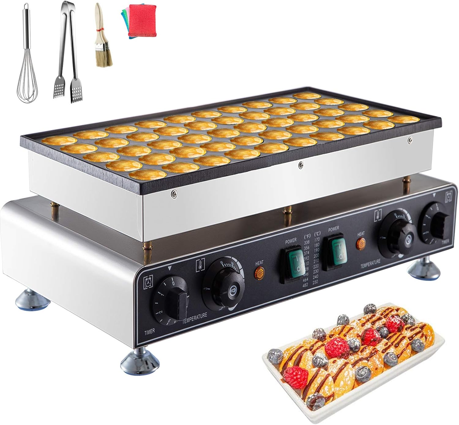 VEVOR Waffle Pancake Machine 50pcs Waffle Pancake Maker 1600W Poffertje