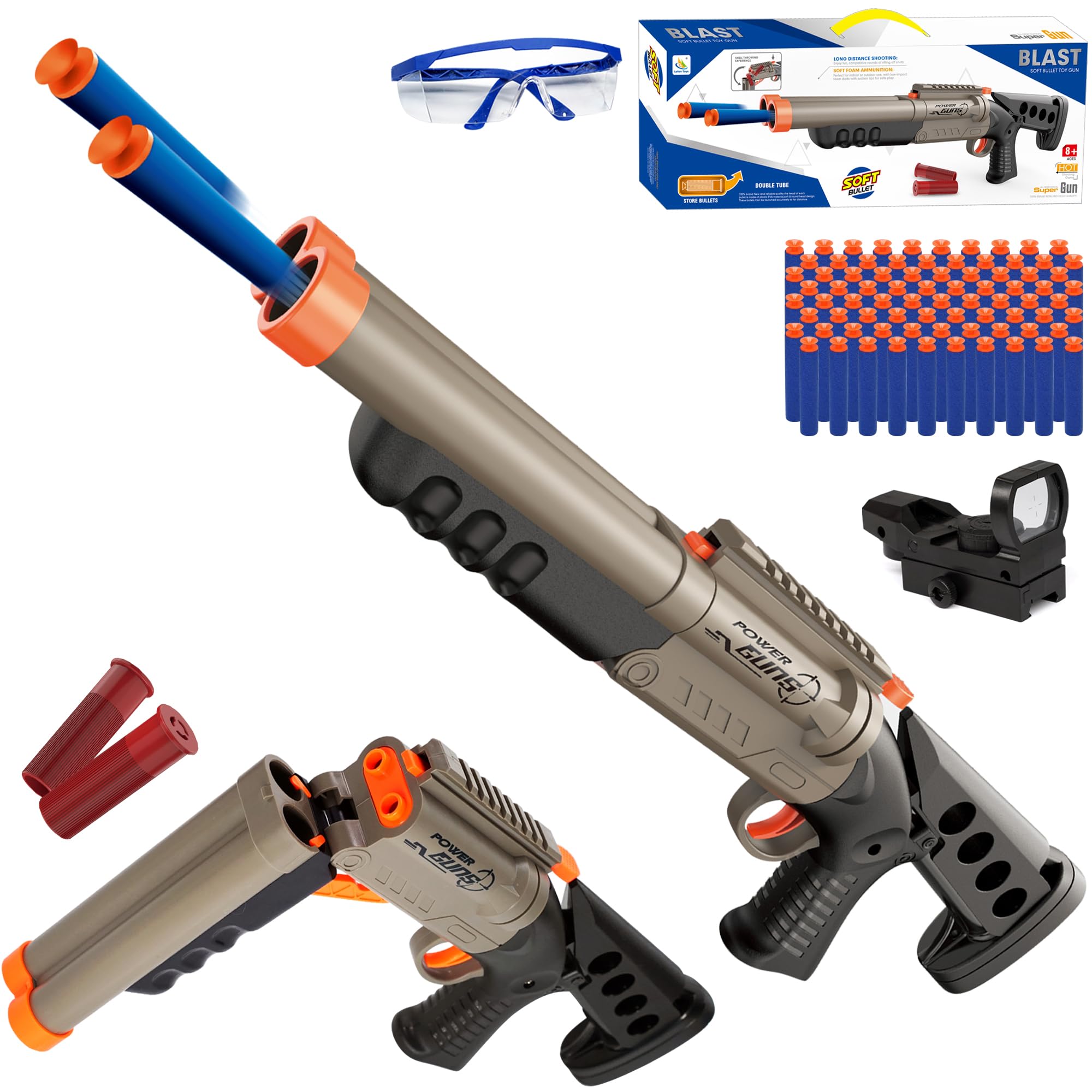 Double Barrel Shotgun Toy – Realistic Foam Dart Blaster with Pump Action, 80 Soft Bullets, Safe for Kids & Outdoor Battles – Perfect for Role Play, Gifts, Ages 8+