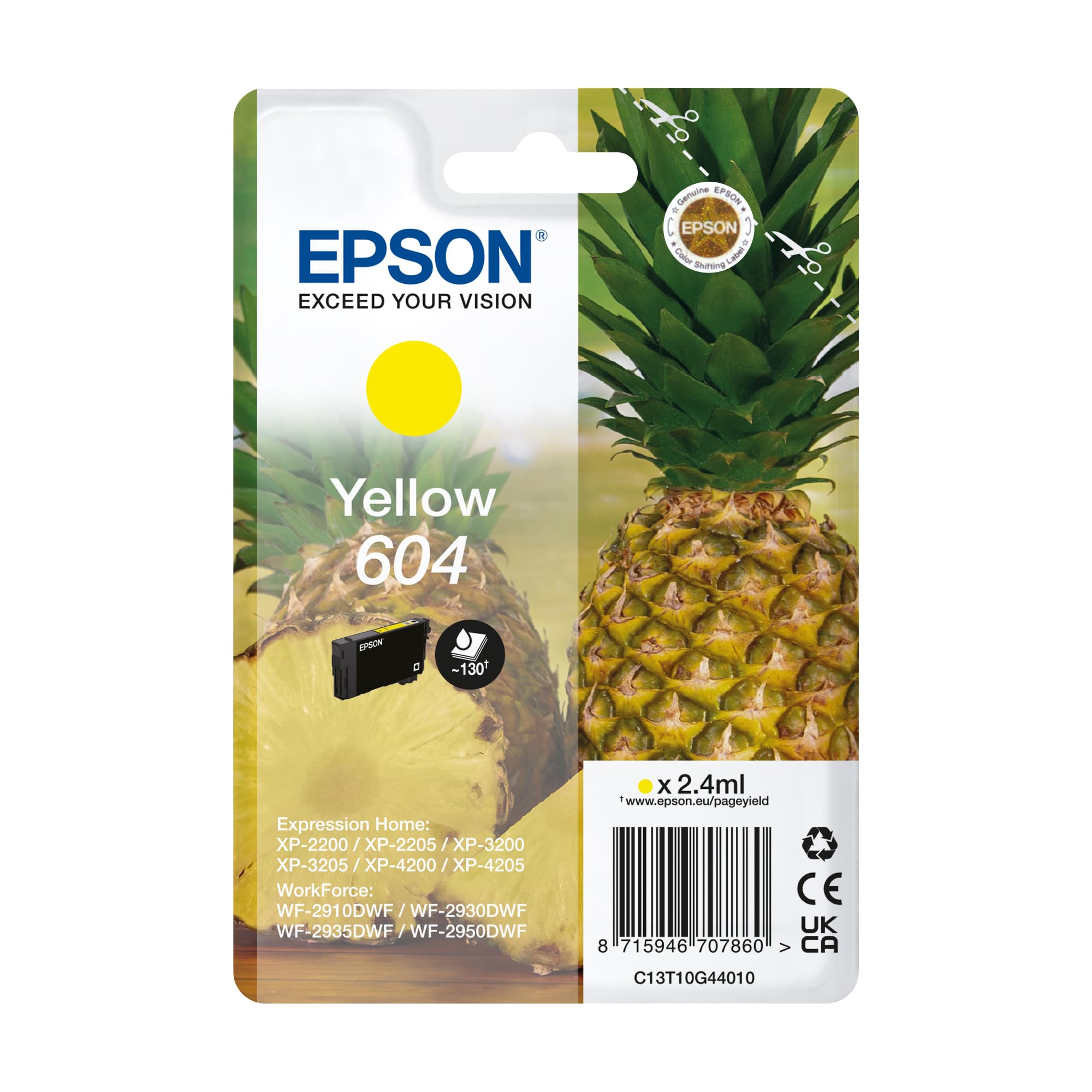 Epson 604 Pineapple, Genuine Yellow Ink Cartridge