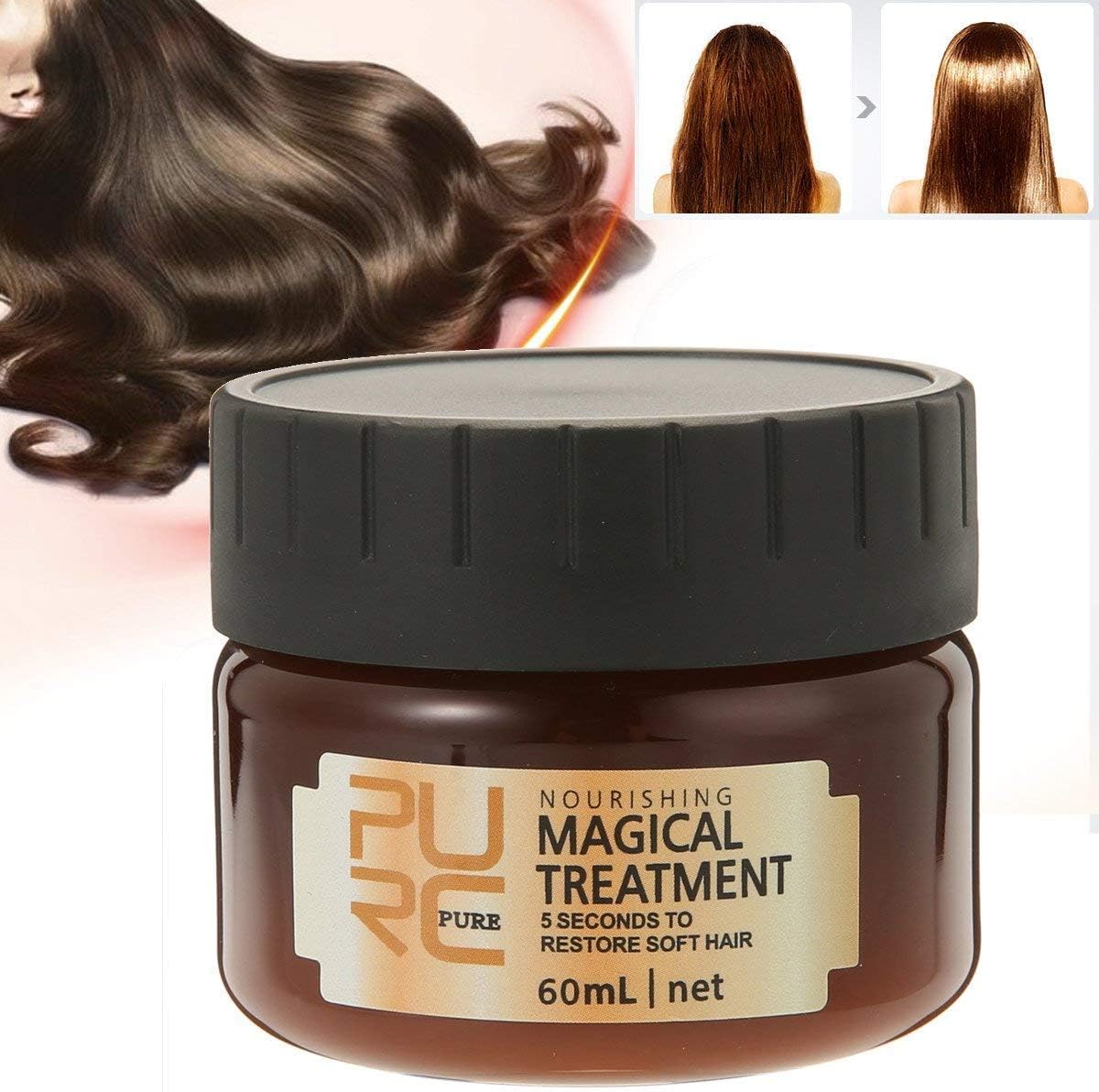 Magical Hair Treatment Mask - LIBAO Advanced Molecular Hair Roots Treatment Professional Hair Conditioner, 5 Seconds to Restore Soft Hair, Deep Conditioner Suitable for Dry & Damaged Hair（60ml）