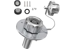 HNONPW All Metal RV City Water Inlet with Check Valve, 3/4" GHT and 1/2" NPT Thread RV Water Inlet Connection Replacement, for RV Camper Motorhome Trailer Marine