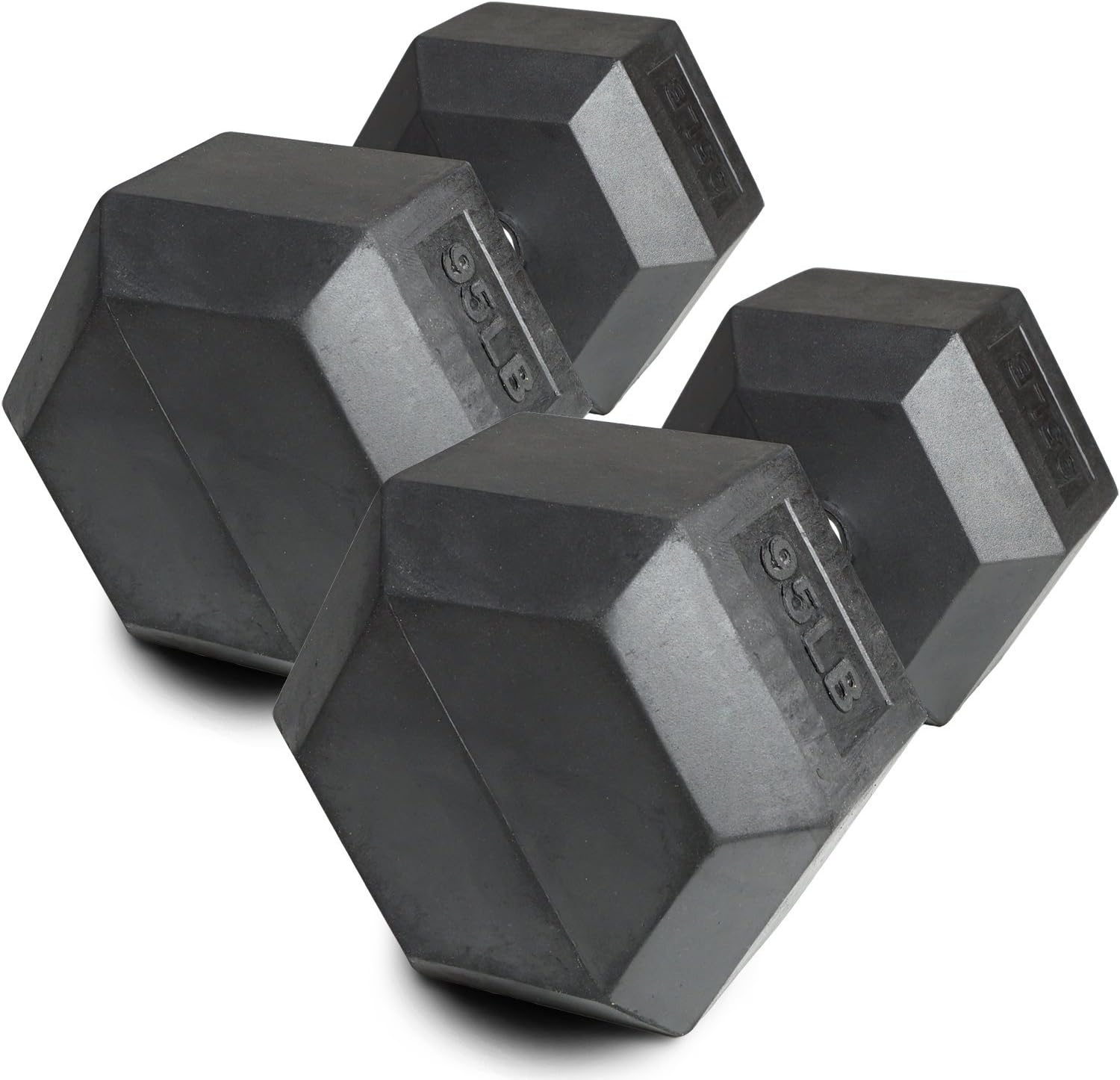 Amazon ペア95ポンドブラックラバーコーティング六角ダンベル重量トレーニングセット190 Lb Fitness Titan ダンベル アレー