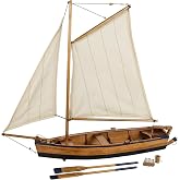 SAILINGSTORY Wooden Fishing Boat Model Rowboat Sailboat Decor 18" | Handcraft Authentic Details, Nautical Coastal Beach Decor