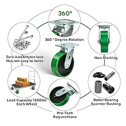 HANDSAMMU 6 Inch Caster Wheels, Heavy Duty Casters