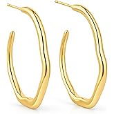 Waterproof Hoop Earrings for Woman | Hypoallergenic Earrings | 18K Real Gold PVD Plated | Silver Hoops | Gold Hoops | Chunky Earrings | Tarnish Free Jewelry