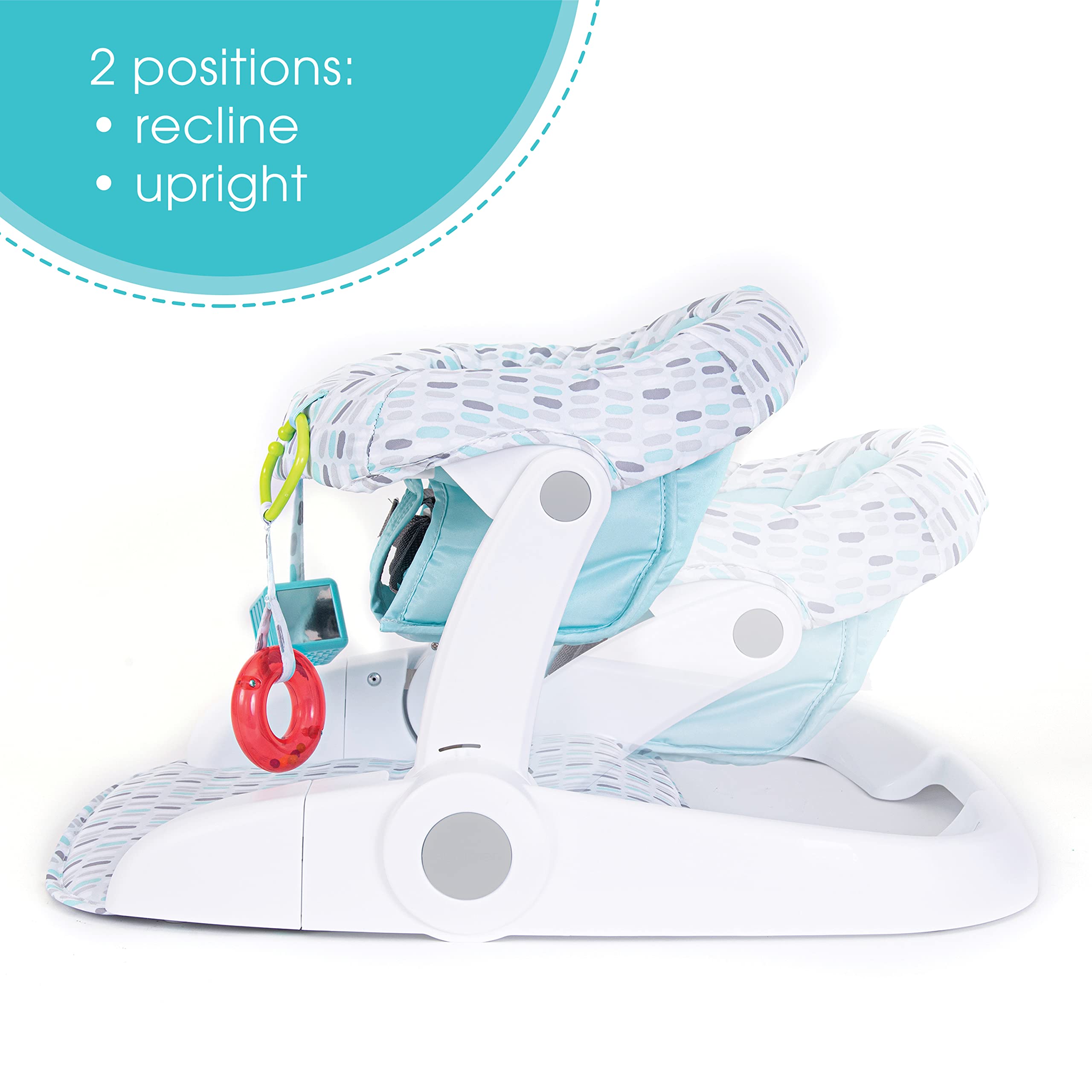 Summer Infant Learn-to-Sit 2-Position Floor Seat (Rolling Stones) – Sit Baby Up in This Adjustable Baby Activity Seat Appropriate for Ages 4-12 Months – Includes Toys