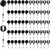 Handepo 200 Pcs Retractable Badge Reels Bulk Retractable Badge Holders with Clips ID Holder Key Ring Clip for Office Worker Students Teachers Doctor Nurse Name ID Card Holder Key Card(Black)