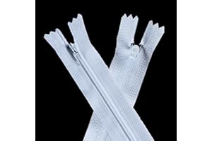 LoquatPark 20PCS 10-Inch white Closed-End Zippers - Premium Metal Slider, High-Strength Nylon Teeth for Handmade Sewing, Garm