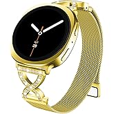 HAYONLIY Metal Magnetic Band Compatible with Samsung Galaxy Watch 8 40mm 44mm/Galaxy Watch 8 Classic 46mm,Stainless Steel Dressy Mesh Loop with X-Shape Diamond Women Men
