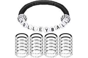 Trnayi 24 Pcs Volleyball Bracelets Sport Party Favors Charm Volleyball Bracelet Stackable Clay Beaded Bracelets for Senior Night Gifts Teens Team Party Decor