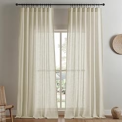Joydeco Linen Curtains 90 Inch Length 2 Panel