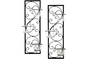 Hosley Set of Two 13.75 Inch High Black Iron Tealight Wall Sconces Modern Elegance for Ambient Lighting and Stylish Home Decor