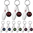 DECHOUS 10Pcs Bowling Keychains Bulk: Sports Mini Bowling Ball and Pin Keychains - Team Athletes Souvenir Key Ring for Sports Party Favor Backpack Pendant