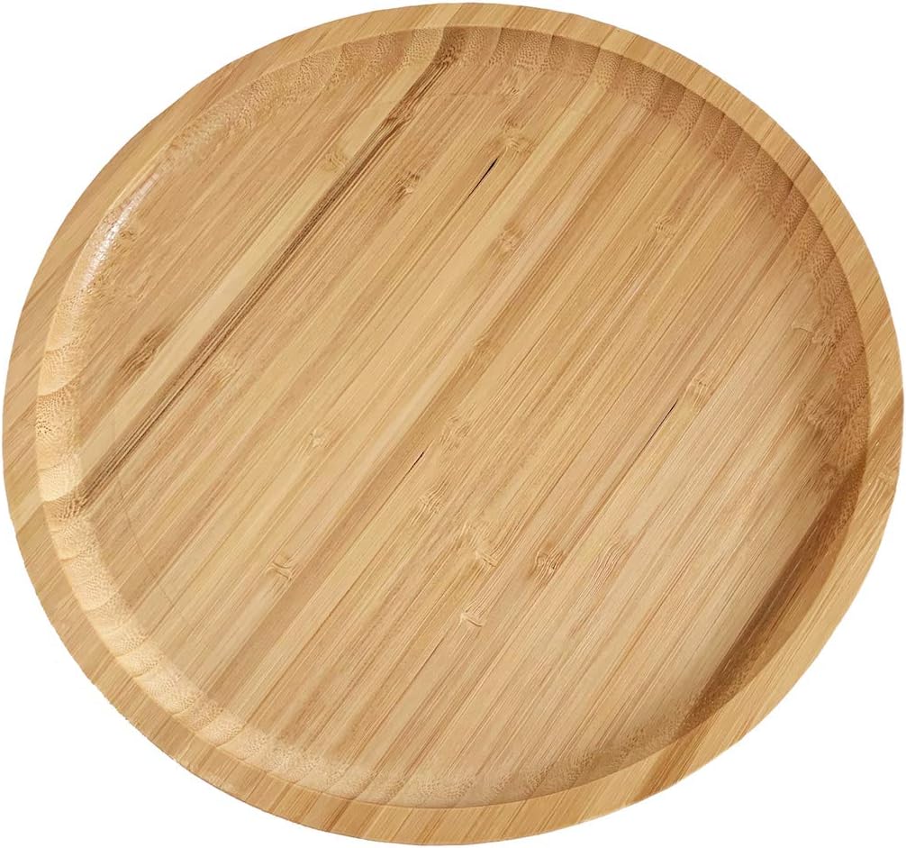 Ecowonder Bamboo Wooden Round Tray 30cm Large Round Platter for Tea Coffee Food Home Decoration - Image 4