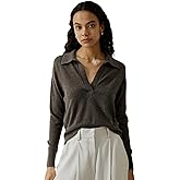LilySilk 100% Cashmere Sweater for Women Polo Shirt Style Pullover V Neck Lightweight Soft Long Sleeve Knit Tops