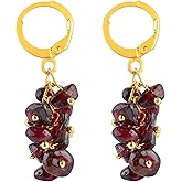 Natural Gemstone Chip Hoop Earrings for Women - Gold Plated Handmade Dangle Earrings - Healing Crystal Jewelry