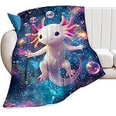 Axolotl Blanket Gifts for Girls Boys Soft Warm Plush Cute Kawaii Axolotl Animal Galaxy Throw Blanket Flannel Fleece Fuzzy Salamander Blanket for Kids Lover Bed Couch Living Room Decor 50"X40"