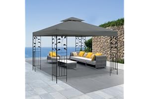 FRTZAL Gazebo Canopy Replacement - Grill Gazebo Roof -Canopy Replacement Top Double Tiered Cover, 10x10 FT (Gray)