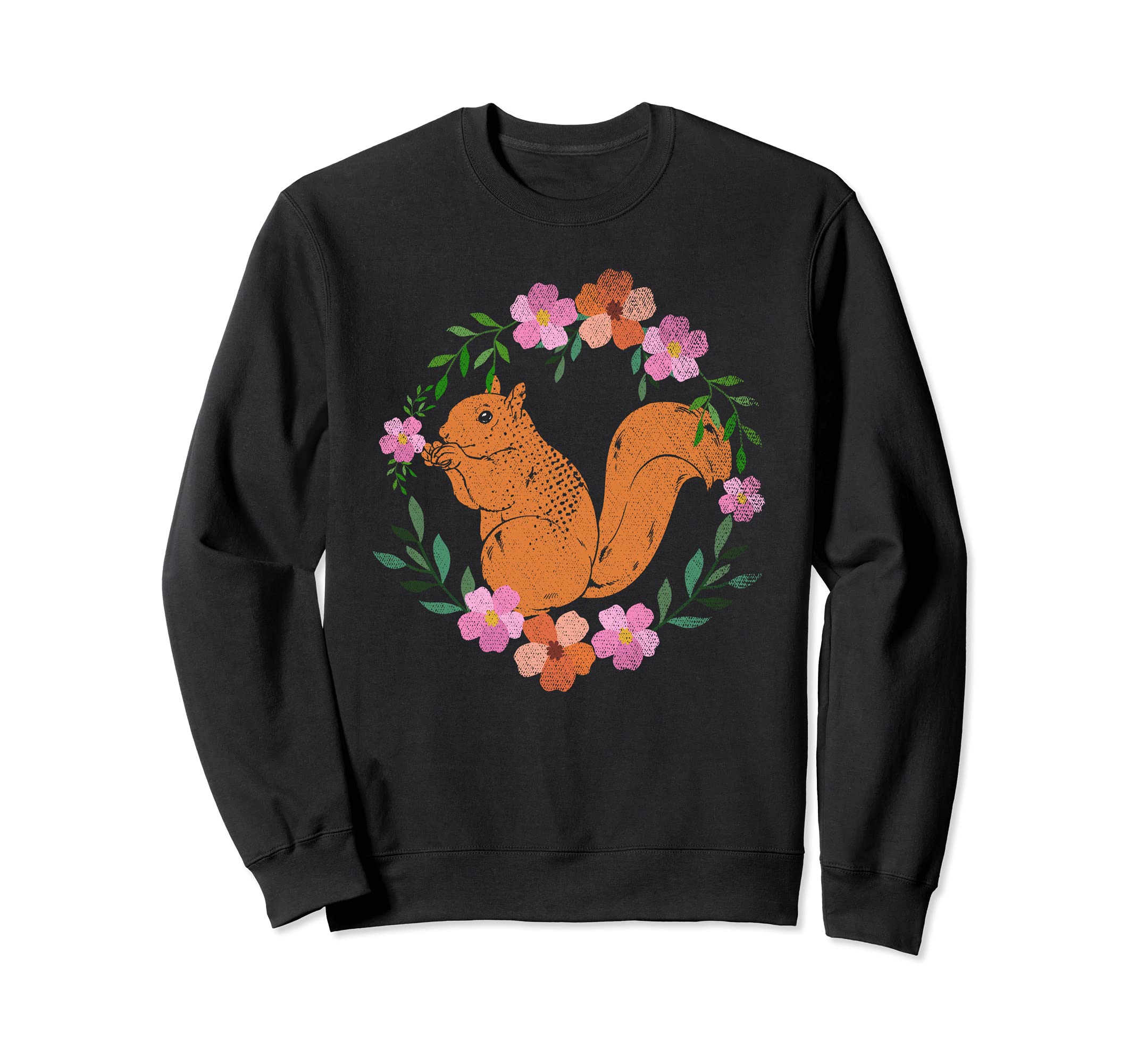 Forest Flowers Floral Nature Animal Wildlife Cute Squirrel Sweatshirt