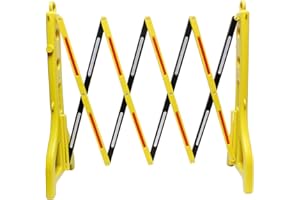 BISupply Folding Barricade – 8 Ft Portable Road Safety Barriers with Reflectors, Construction Barricade Safety Fence