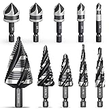 THINKWORK 5 Pcs Four Spiral Flute Step Drill Bit