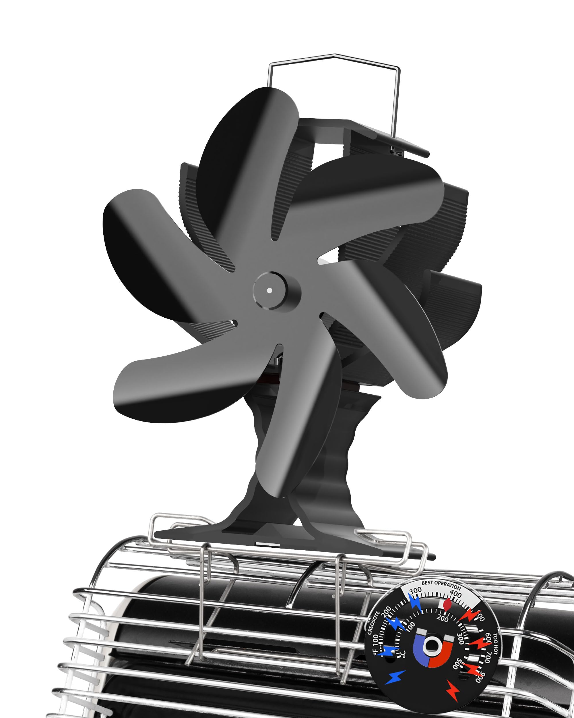 ストーブファ 薪ストーブファン 熱駆動 6枚羽根暖炉ファンブラケット ン ヒーターファン 磁気温度計付き 薪ストーブアクセサリー ペレット/ガス/薪ストーブ用暖炉ファン商品画像