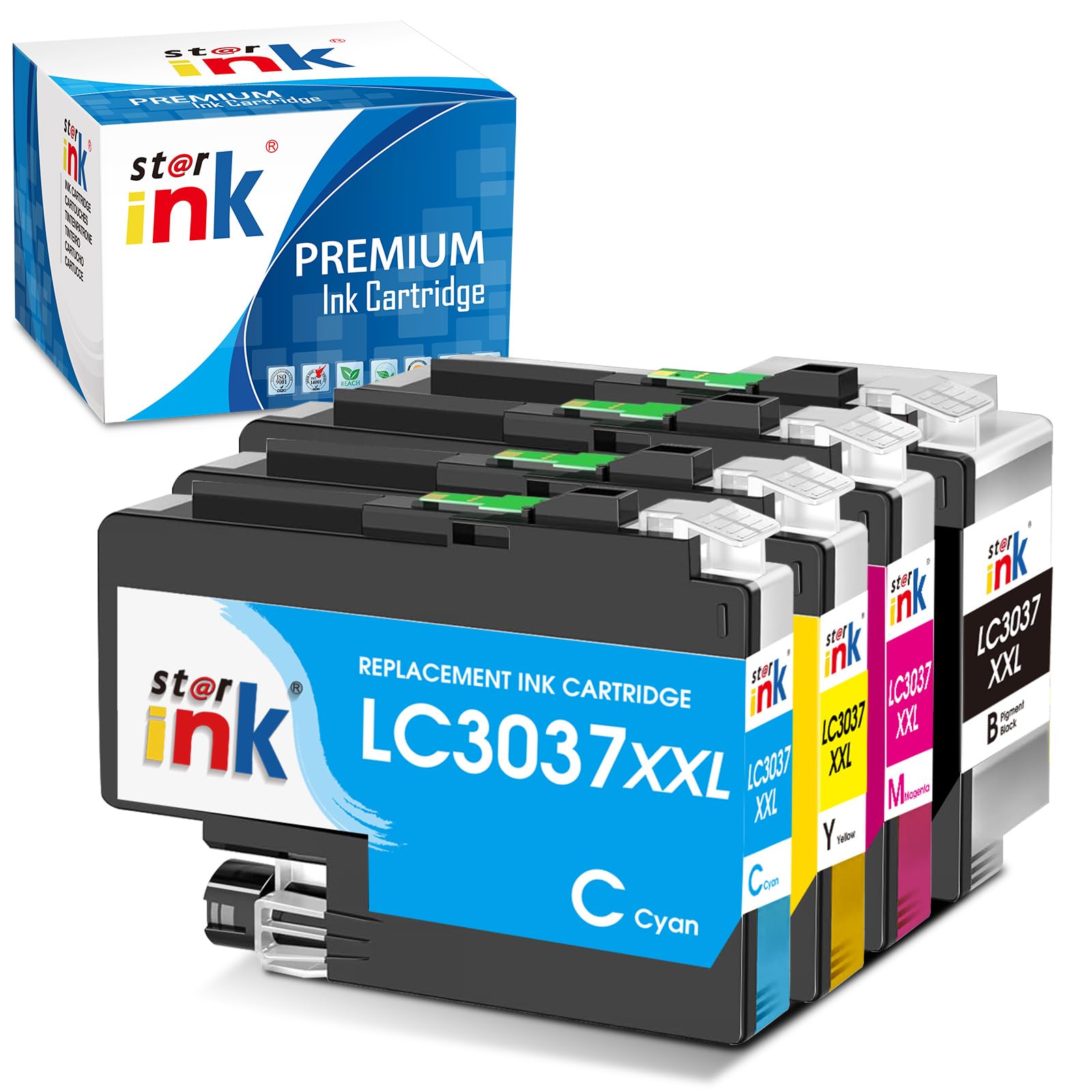 Photo 1 of LC3037 XXL Ink Cartridges Replacement for Brother LC3037 Ink Cartridge Compatible with Brother MFC-J5845DW Ink MFC-J6545DW MFC-J6945DW MFC-J5945DW Printer LC3037 bk/c/m/y Ink Cartridges-4Pk