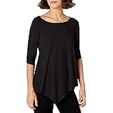 Star Vixen Womens Petite Elbow-Cinch Sleeve Hanky Hem Top