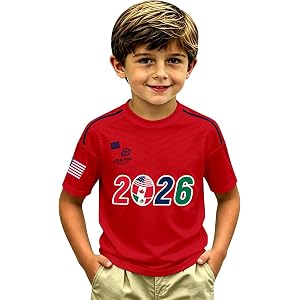SEHIOZNI 2026 Soccer Cup Shirt for Kids Funny USA Canada Mexico Flags T-Shirt Soccer Graphic Short Sleeve Tees Tops