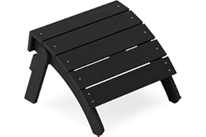 YEFU Adirondack Ottoman, Patio Foot Rest, Adirondack Foot Rest, Folding Adirondack Footstool, Weather Resistant for Adirondack Chair, Widely Used for Outdoor, Porch, Backyard, Garden, Fire Pits-Black